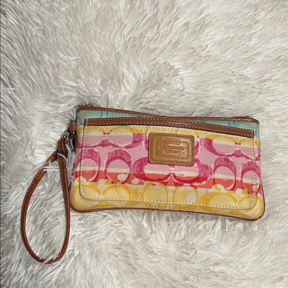 Coach Handbags - Coach Leatherwear Watercolor Signature Wristlet Clutch